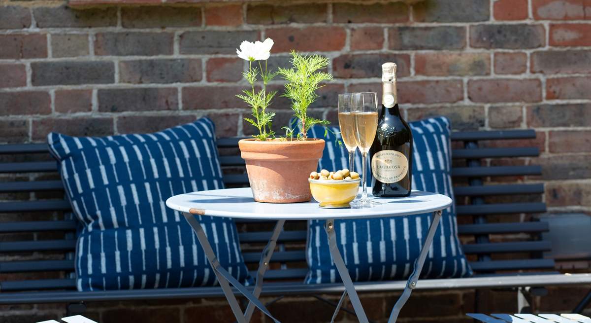 Outside seating in the courtyard.