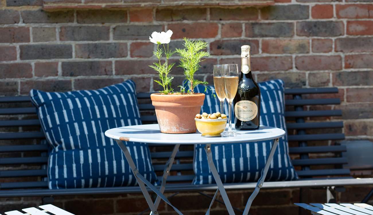 Outside seating in the courtyard.
