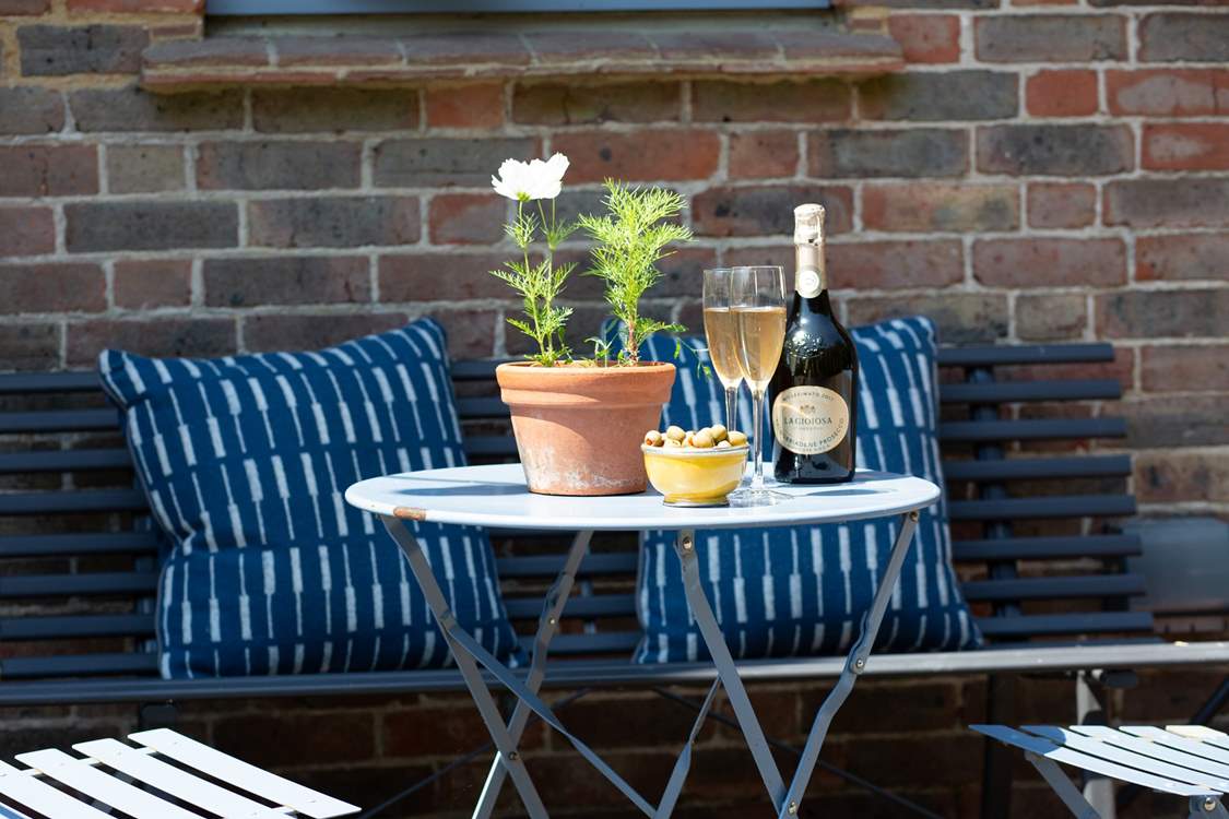 Outside seating in the courtyard.