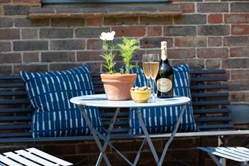 Outside seating in the courtyard.