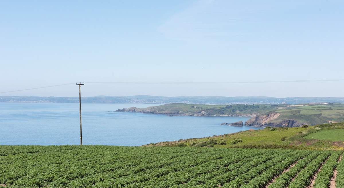 Views across the fields towards Marazion and Penzance.