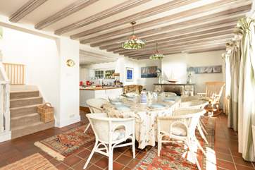 The dining-room leads seamlessly through to the fabulous kitchen.