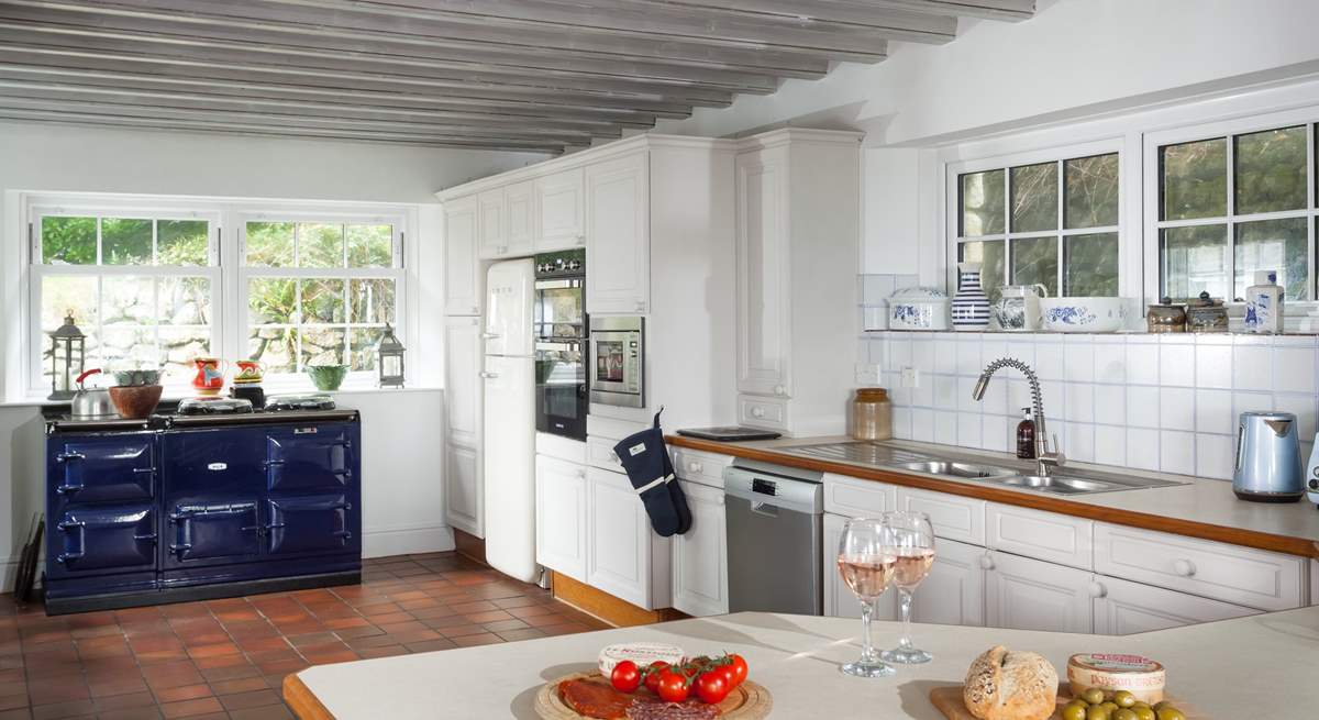 The spacious kitchen with oodles of food prep workspace for culinary masterpieces. 