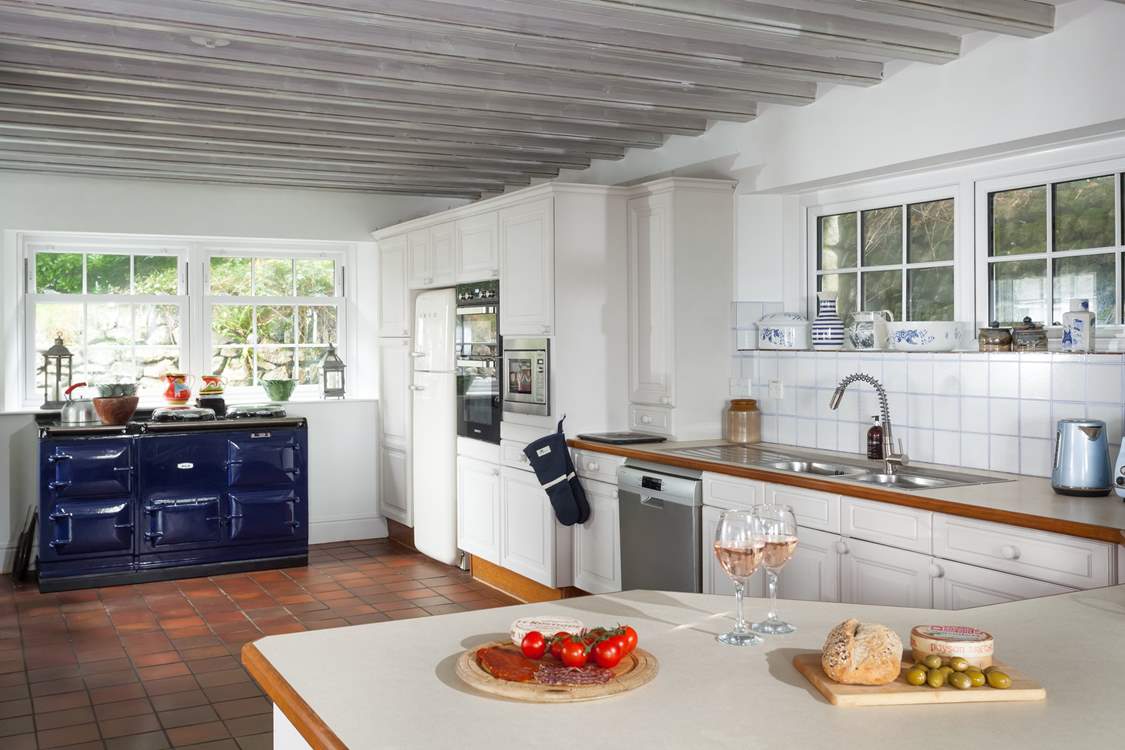 The spacious kitchen with oodles of food prep workspace for culinary masterpieces.