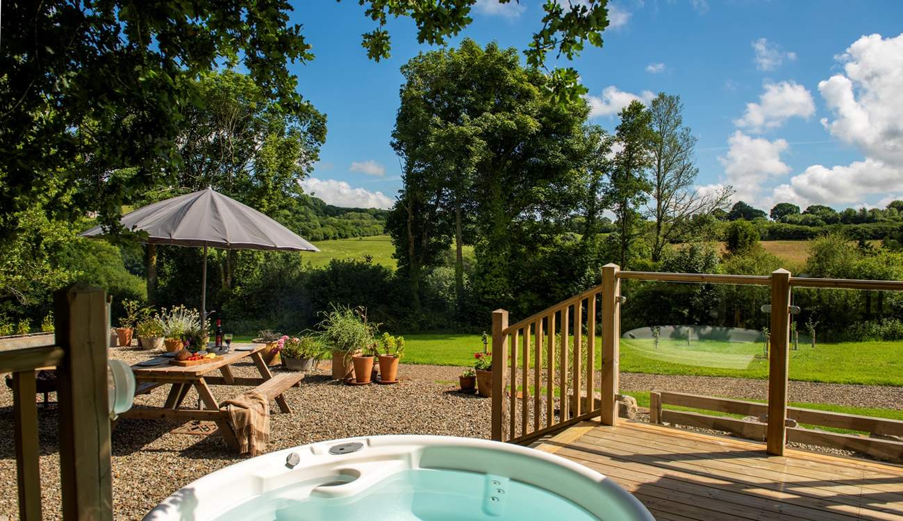 Many hours will be whiled away in the hot tub.
