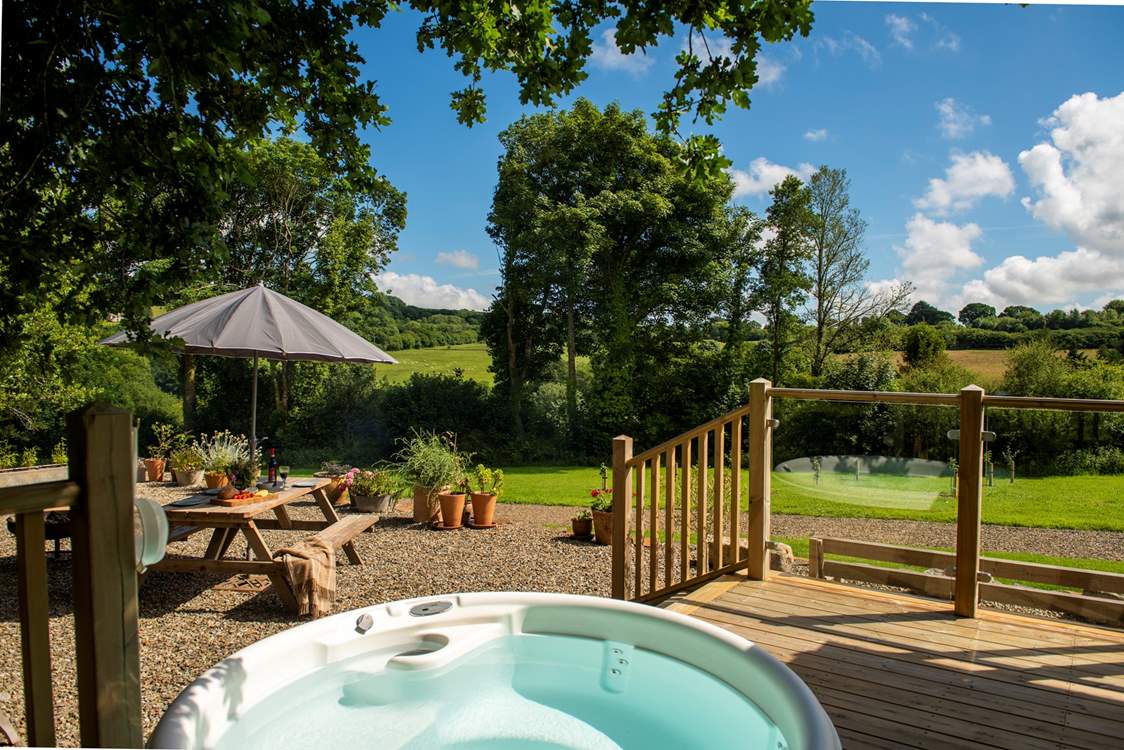 Many hours will be whiled away in the hot tub.