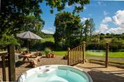 Many hours will be whiled away in the hot tub.