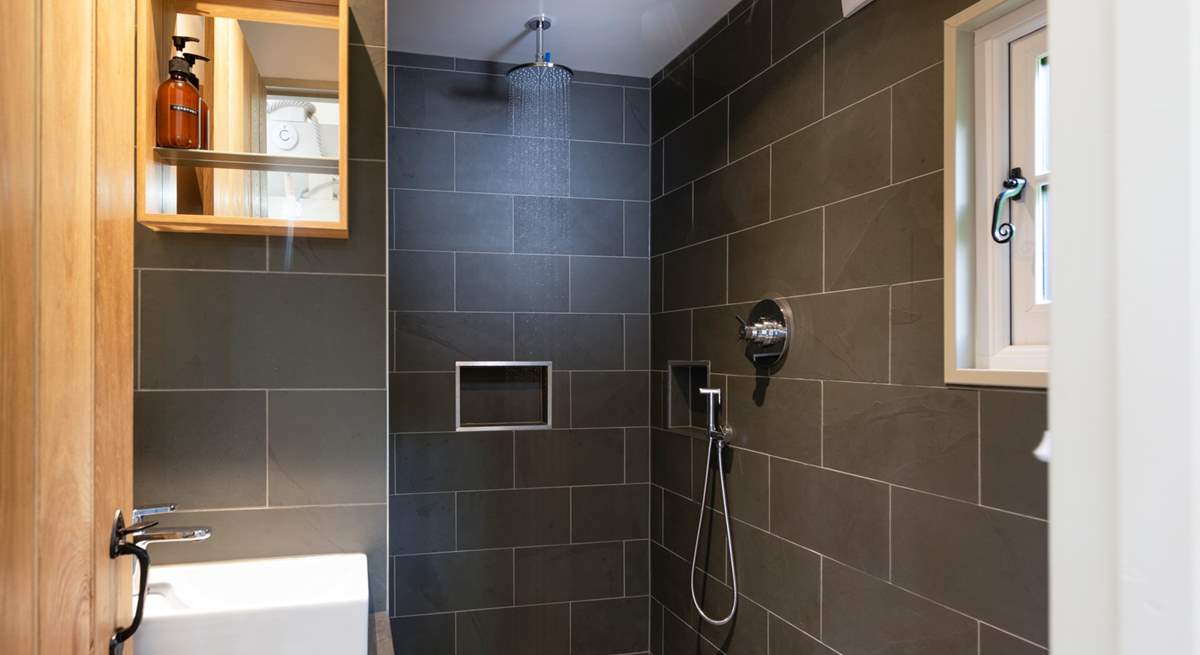 The stylish shower-room - yes, this is luxury glamping!