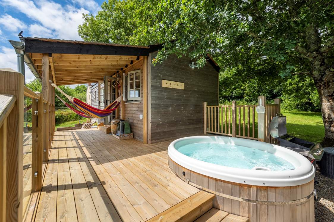 Bubble your troubles away in the hot tub.