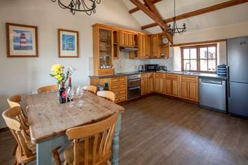 Spacious kitchen and dining area.