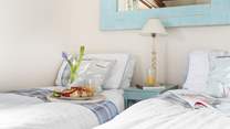 Charming bedroom 3 has twin beds recommended for children only.