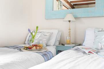 Charming bedroom 3 has twin beds recommended for children only.