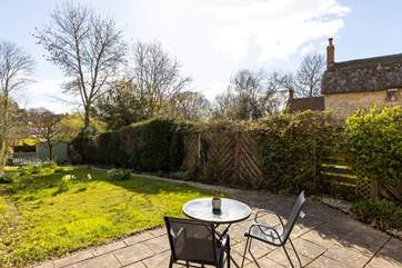 The garden is a lovely big space with summer-house and stream at the far end.
