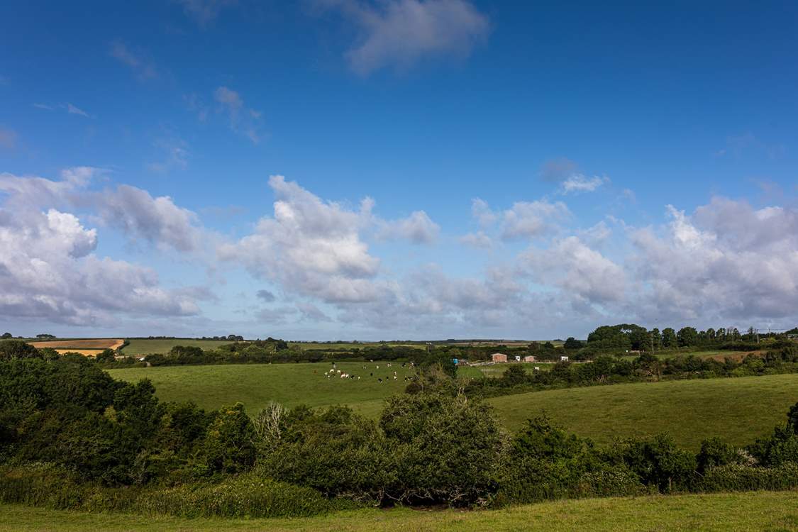 The view over the fields from the meadow.