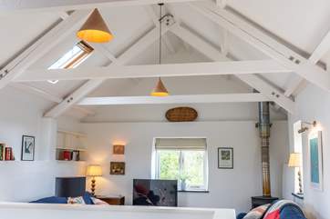 Vaulted ceilings and cool lighting.