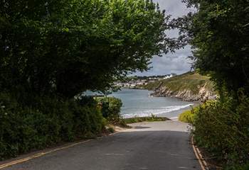 Porthcurnick beach is at the bottom of the lane.