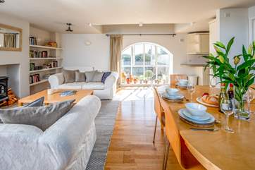 The living area is large, light and airy.