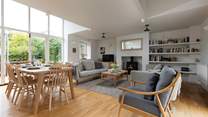 The living area is large, light and airy. 