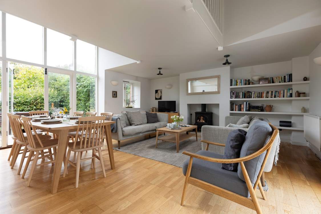 The living area is large, light and airy.