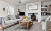 Great open plan living space with a rather large wood-burner, perfect for those chillier nights in. - Thumbnail Image