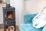 The warming wood-burner ensures year-round cosiness. 