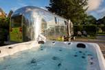 Bubble your troubles away in the hot tub.