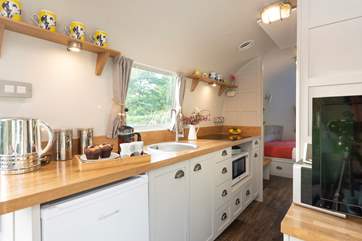 The kitchen is small but perfectly formed, with all you could need.