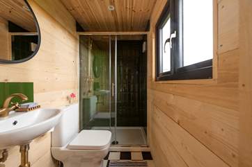 The shower-room is spacious and functional.