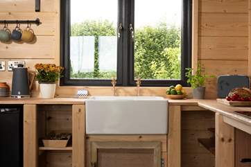 The cabin is full of rustic charm.