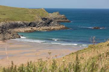 Crantock beach is a short walk away
