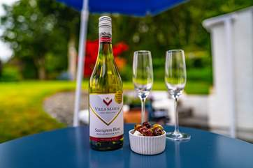 A chilled bottle of something with the perfect backdrop.