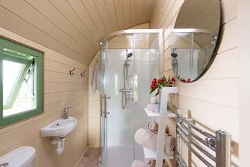 The en suite shower-room with heated towel rail.