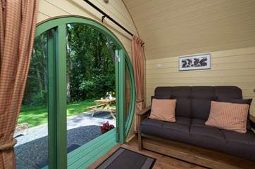 The comfortable sofa maximising the views.