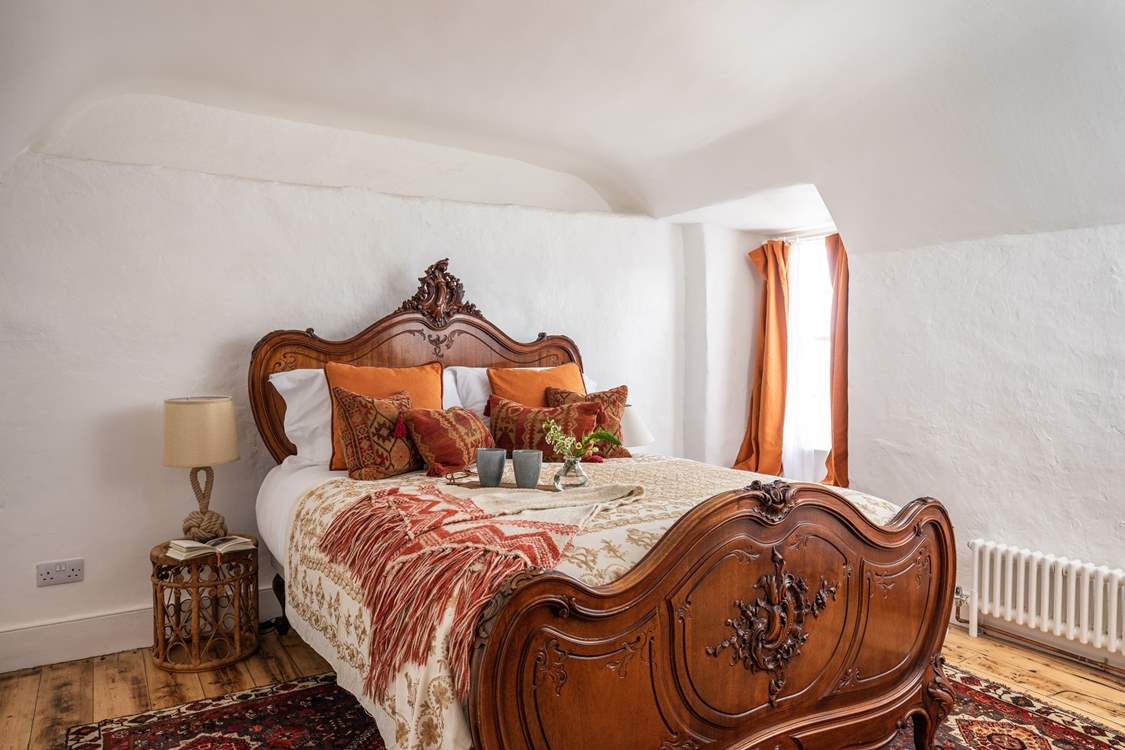 Fabulous French antique bed and crisp white sheets in Bedroom 2, just dreamy.