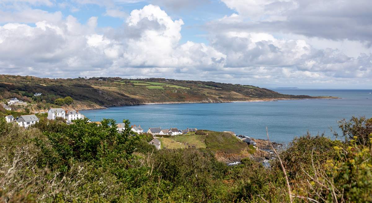 The amazing view from the lane looking over Coverack bay. 