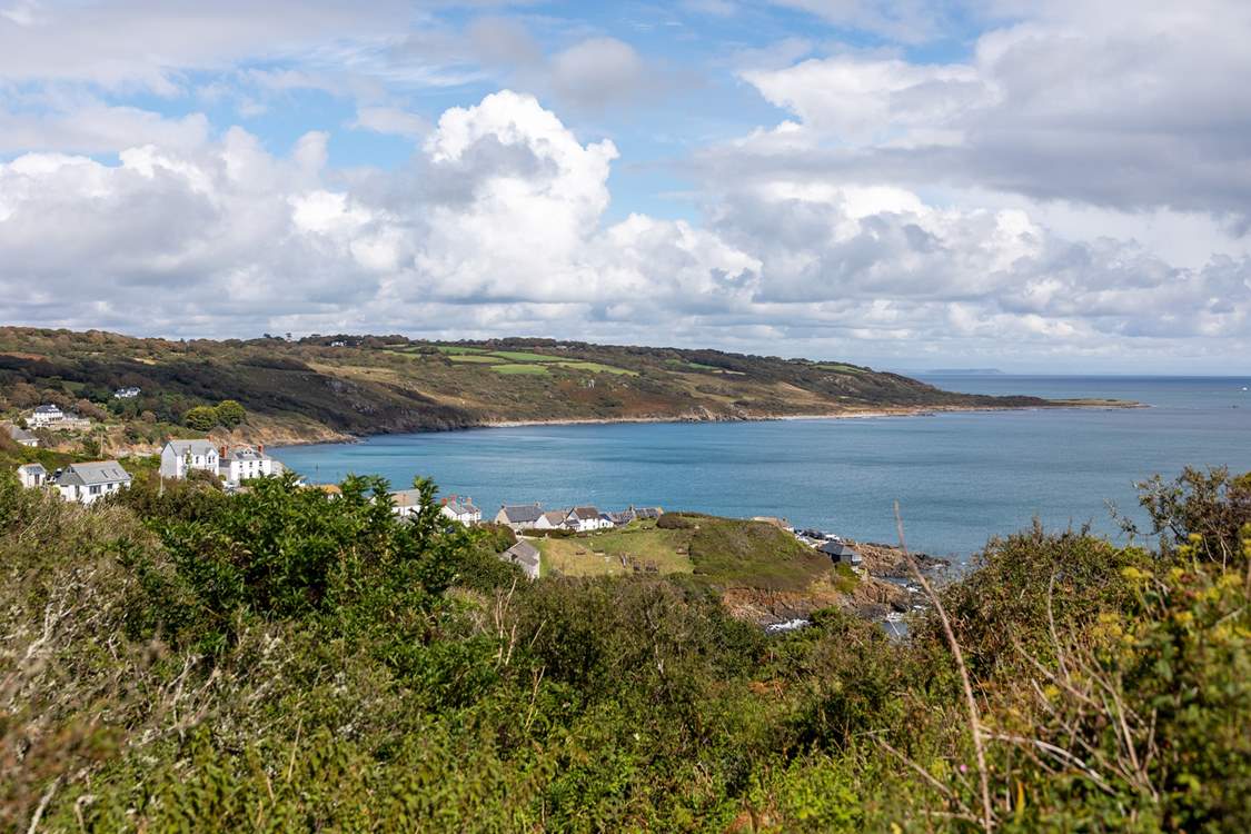 The amazing view from the lane looking over Coverack bay.