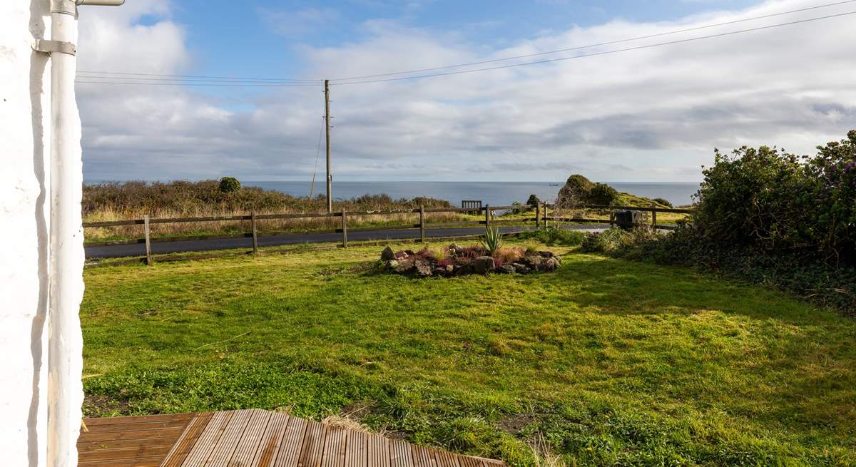 The decking has a wonderful outlook out to sea. 