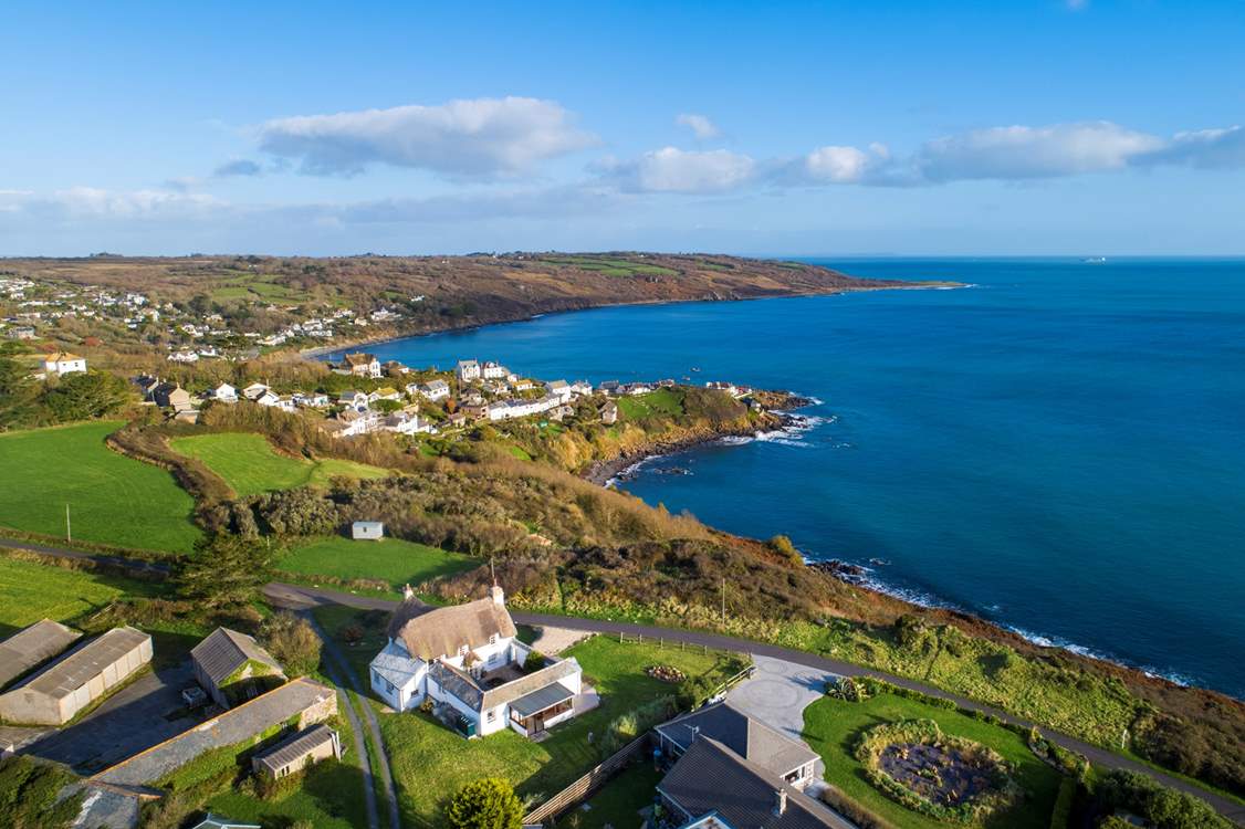 Looking back towards the village of Coverack with the gorgeous Chynhalls Farm House at the forefront.