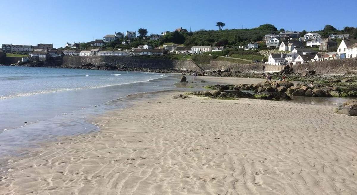 The beach in Coverack at mid tide.