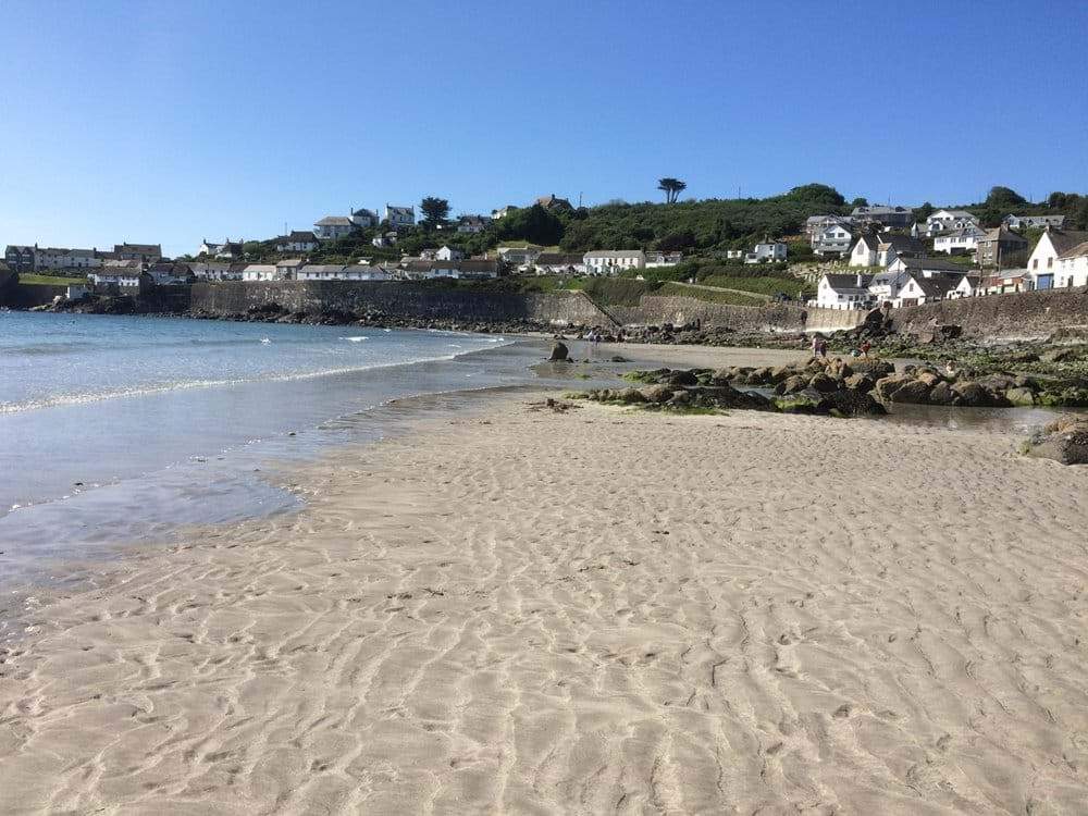 The beach in Coverack at mid tide.