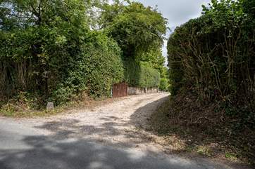 The driveway entrance to The Old Mill (signed Metford Mill).