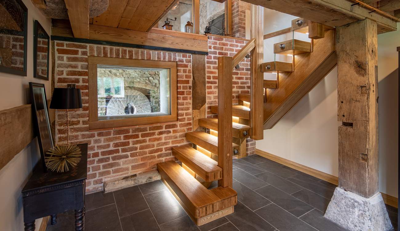 From the ground floor and first floor you can see all the original mill workings - how unique!