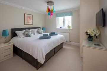 Bedroom 2 offers a super-king 'zip and link' bed. When split it creates two three-foot twin beds.