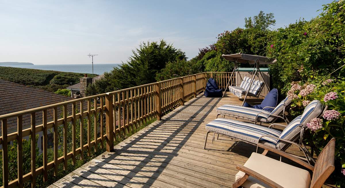 Sunbathing with a tree-top view out to sea. Simply fabulous.