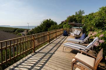 Sunbathing with a tree-top view out to sea. Simply fabulous.