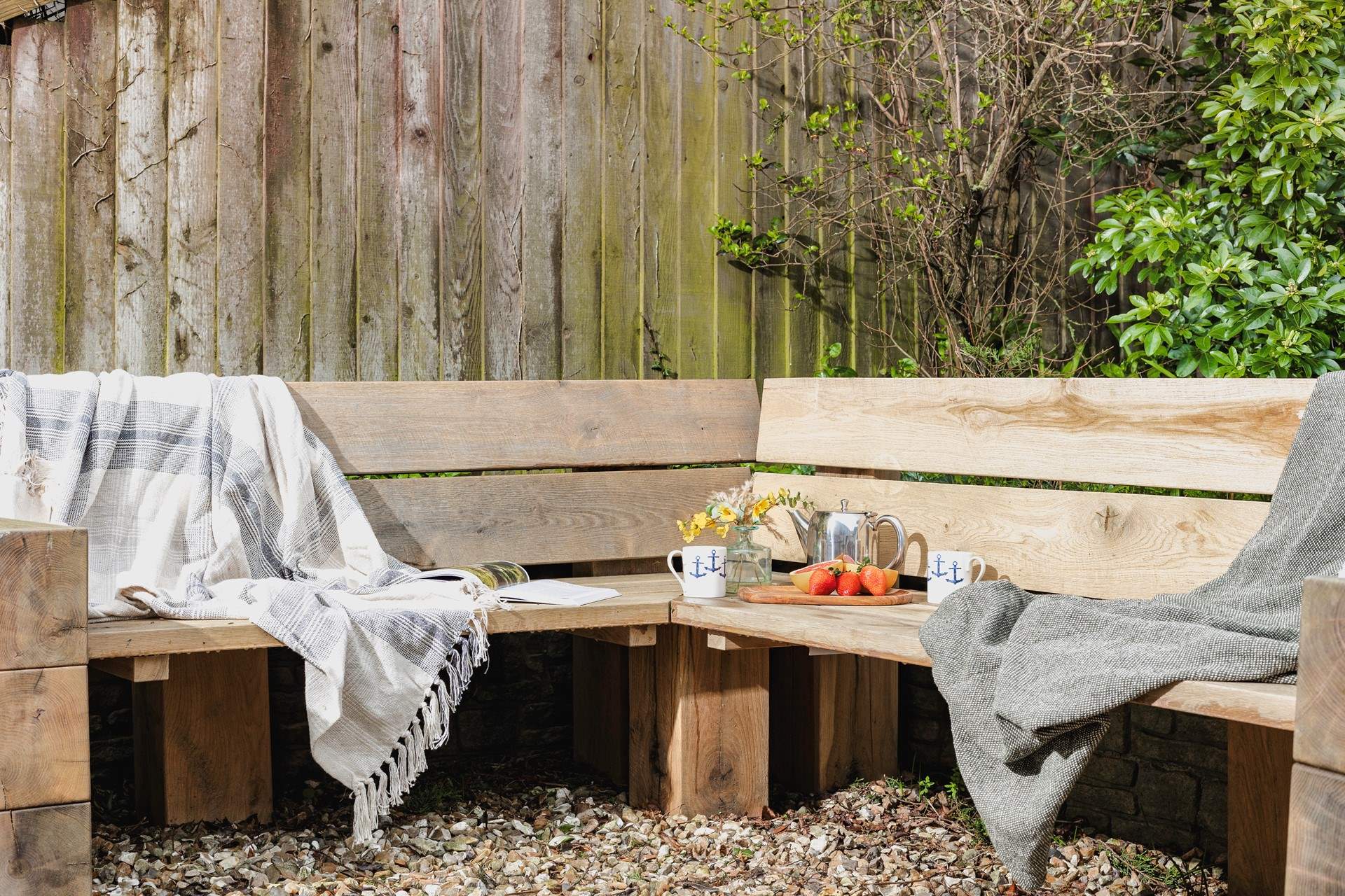 This secluded area is perfect for morning coffee.