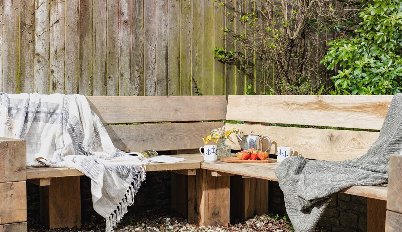 This secluded area is perfect for morning coffee.