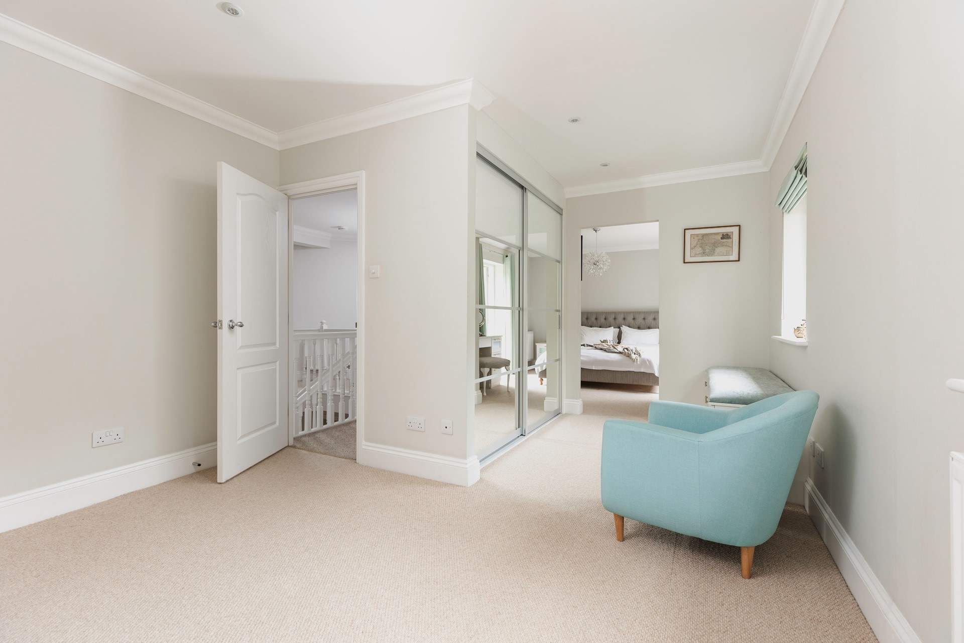 The master bedroom also has this fabulous dressing area/office space. Also the perfect space for a cot.