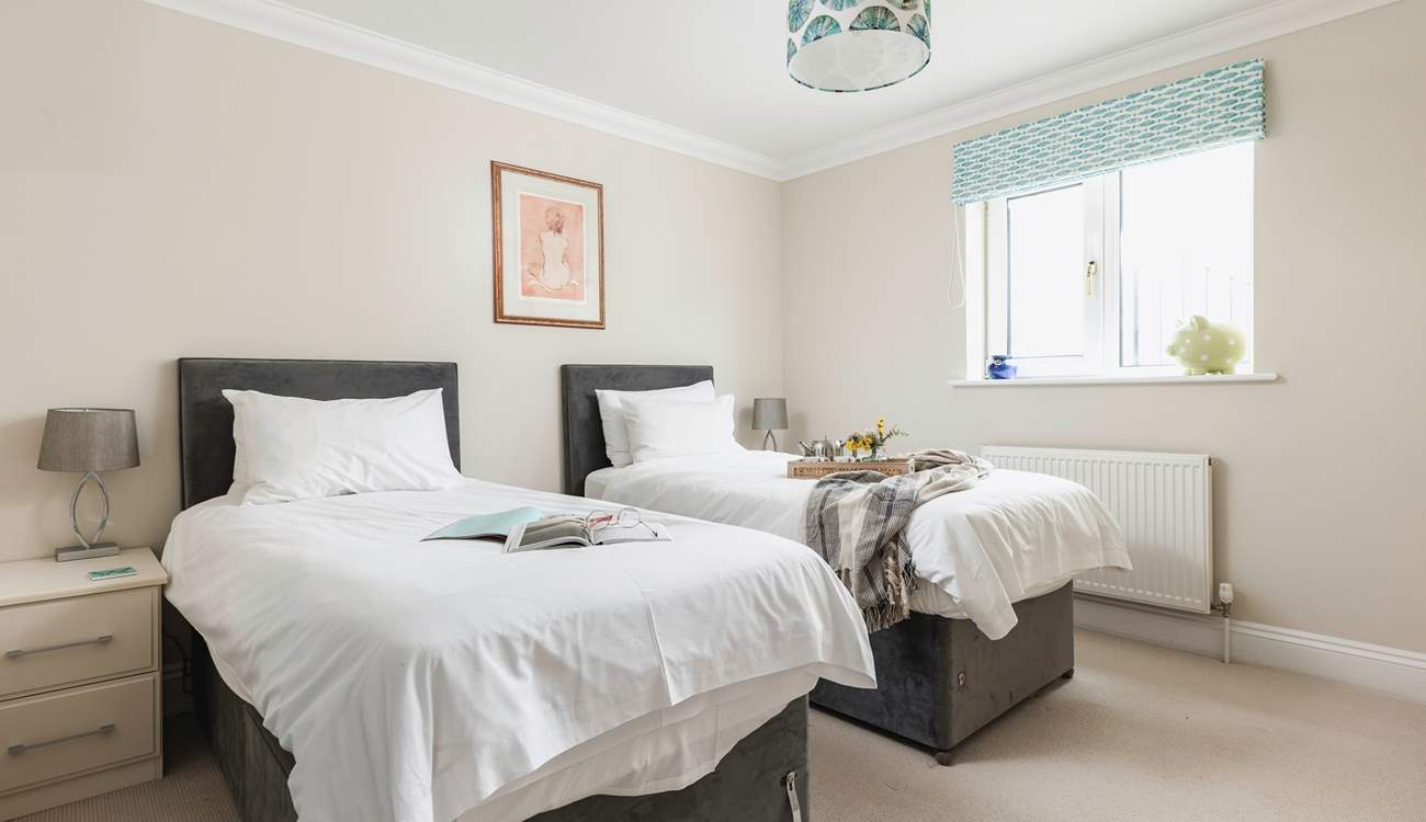 Bedroom 2 offers a super-king 'zip and link' bed. When split it creates two three-foot twin beds.