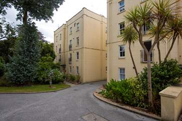 Gylly View is on the second floor of the building on the left.